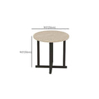 Modern Round Travertine Coffee Table Set with Wooden Legs Dimensions