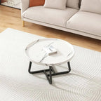 Modern Round Tray-Top Coffee Tables with Steel Base