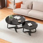 Modern Round Tray-Top Coffee Tables with Steel Base