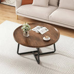 Modern Round Tray-Top Coffee Tables with Steel Base
