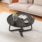 Modern Round Tray-Top Coffee Tables with Steel Base