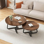 Modern Round Tray-Top Coffee Tables with Steel Base