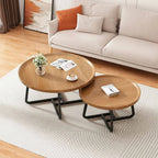 Modern Round Tray-Top Coffee Tables with Steel Base