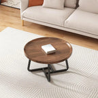 Modern Round Tray-Top Coffee Tables with Steel Base