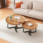 Modern Round Tray-Top Coffee Tables with Steel Base