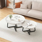 Modern Round Tray-Top Coffee Tables with Steel Base
