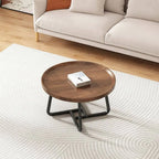 Modern Round Tray-Top Coffee Tables with Steel Base