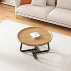 Modern Round Tray-Top Coffee Tables with Steel Base
