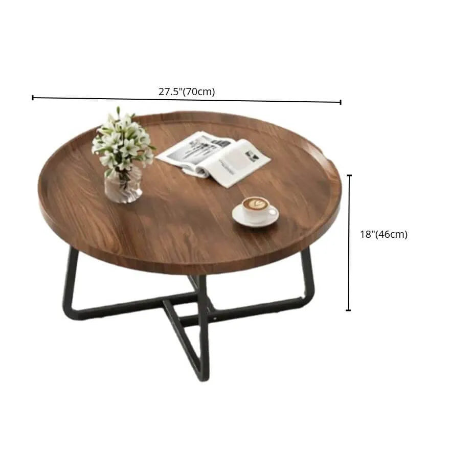 Modern Round Tray-Top Coffee Tables with Steel Base Dimensions