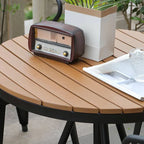 Modern Round Waterproof Wood & Metal Outdoor Coffee Table