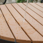 Modern Round Waterproof Wood & Metal Outdoor Coffee Table