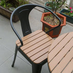 Modern Round Waterproof Wood & Metal Outdoor Coffee Table