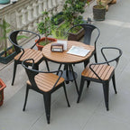 Modern Round Waterproof Wood & Metal Outdoor Coffee Table