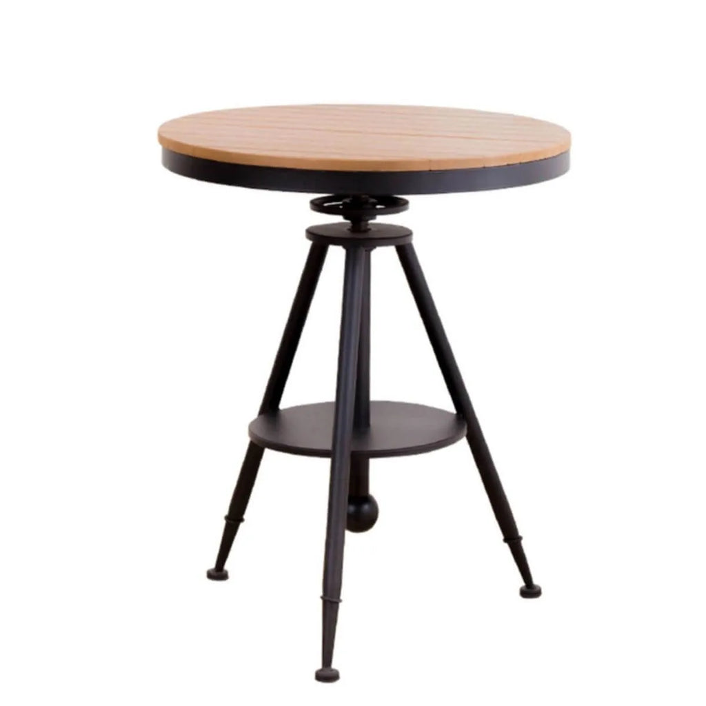 Modern Round Waterproof Wood & Metal Outdoor Coffee Table