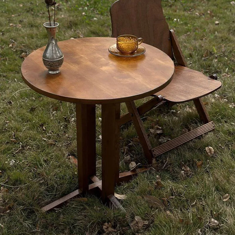 Modern Round Wood Coffee Table – Brown Indoor Outdoor Accent Table