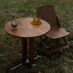 Modern Round Wood Coffee Table – Brown Indoor Outdoor Accent Table