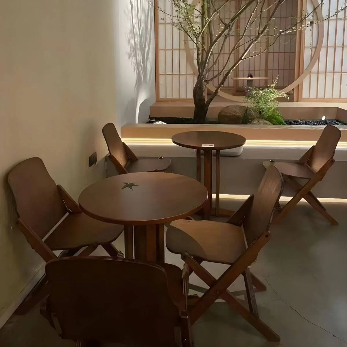 Modern Round Wood Coffee Table – Brown Indoor Outdoor Accent Table Main Product Image Main image