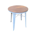 Modern Round Wood & Metal Outdoor Coffee Table – Brown Top with Black or White Frame
