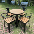 Modern Round Wood & Metal Outdoor Coffee Table – Brown Top with Black or White Frame