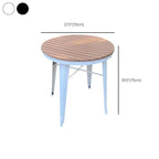 Modern Round Wood & Metal Outdoor Coffee Table – Brown Top with Black or White Frame Dimensions