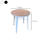 Modern Round Wood & Metal Outdoor Coffee Table – Brown Top with Black or White Frame Dimensions