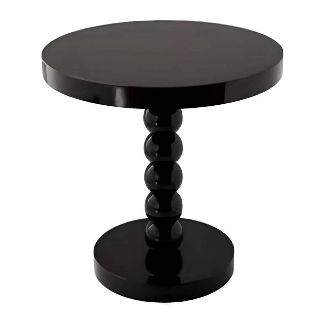 Modern Round Wood Side Table with Sculpted Pedestal Base