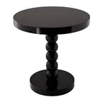Modern Round Wood Side Table with Sculpted Pedestal Base