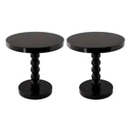 Modern Round Wood Side Table with Sculpted Pedestal Base