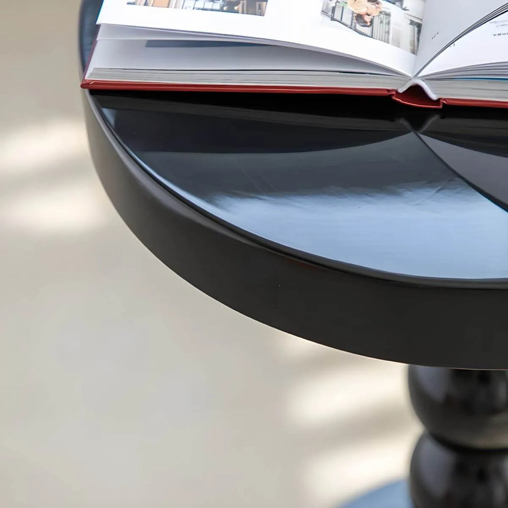 Modern Round Wood Side Table with Sculpted Pedestal Base