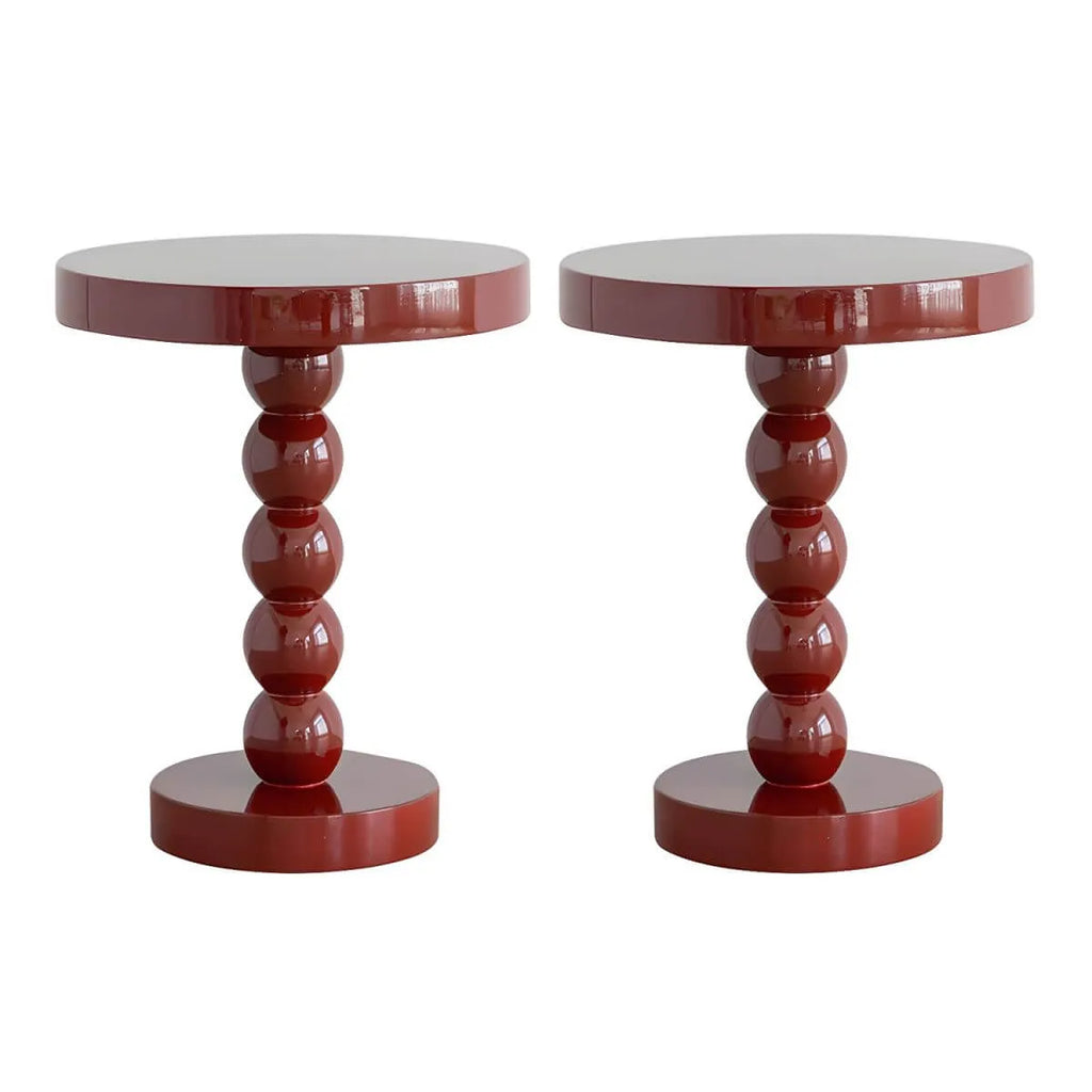 Modern Round Wood Side Table with Sculpted Pedestal Base