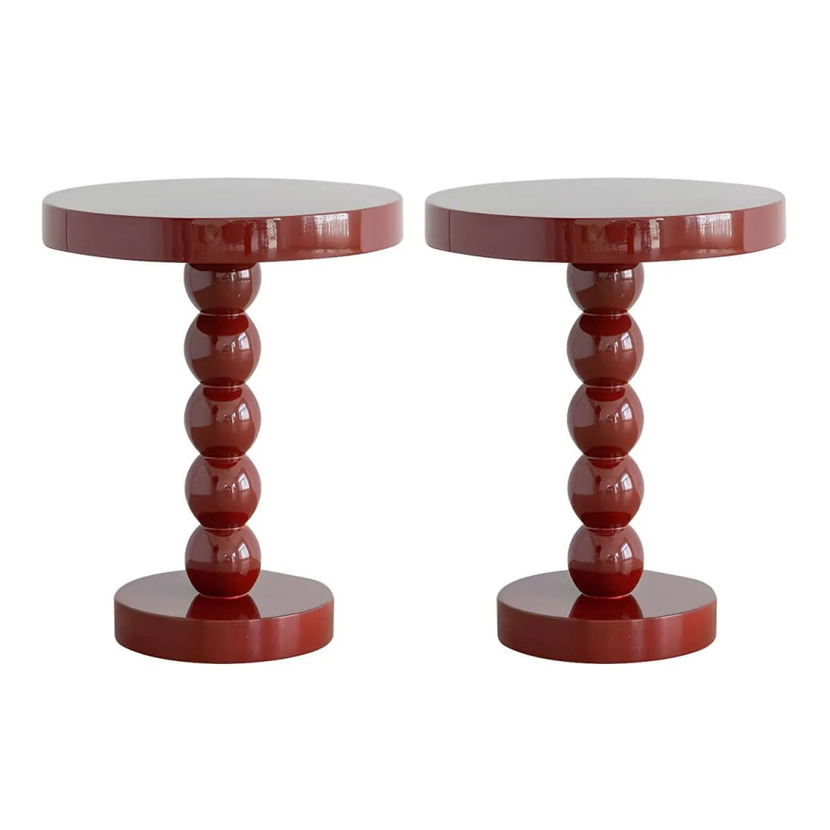 Modern Round Wood Side Table with Sculpted Pedestal Base