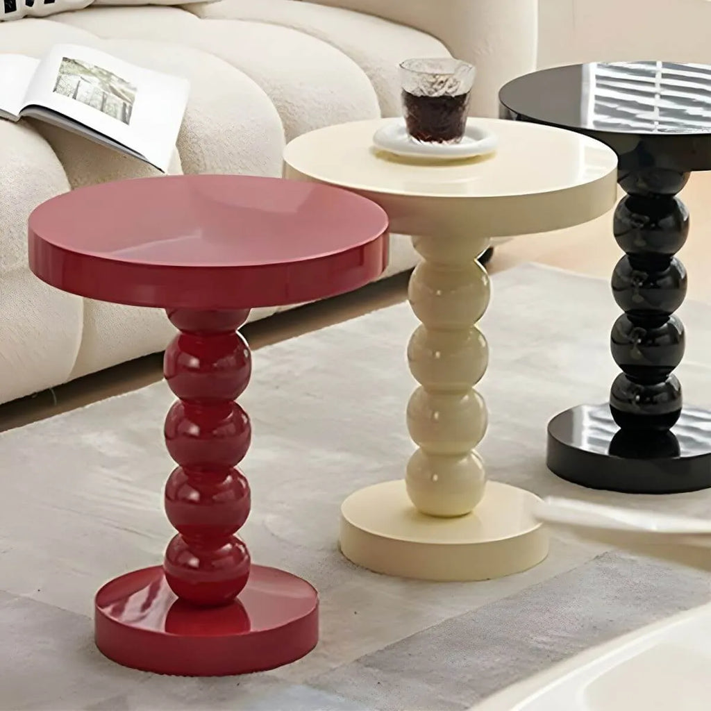Modern Round Wood Side Table with Sculpted Pedestal Base