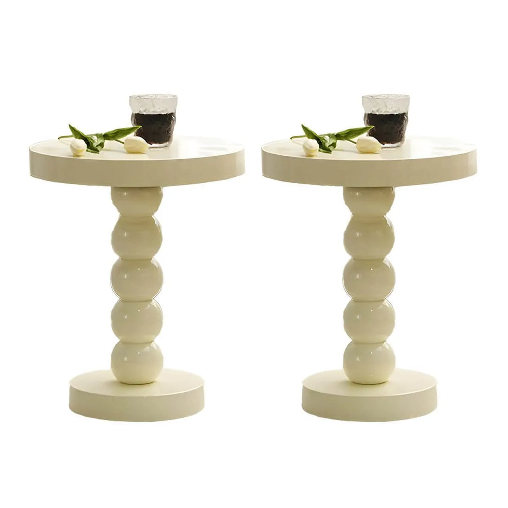 Modern Round Wood Side Table with Sculpted Pedestal Base