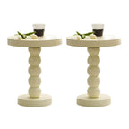 Modern Round Wood Side Table with Sculpted Pedestal Base