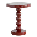 Modern Round Wood Side Table with Sculpted Pedestal Base