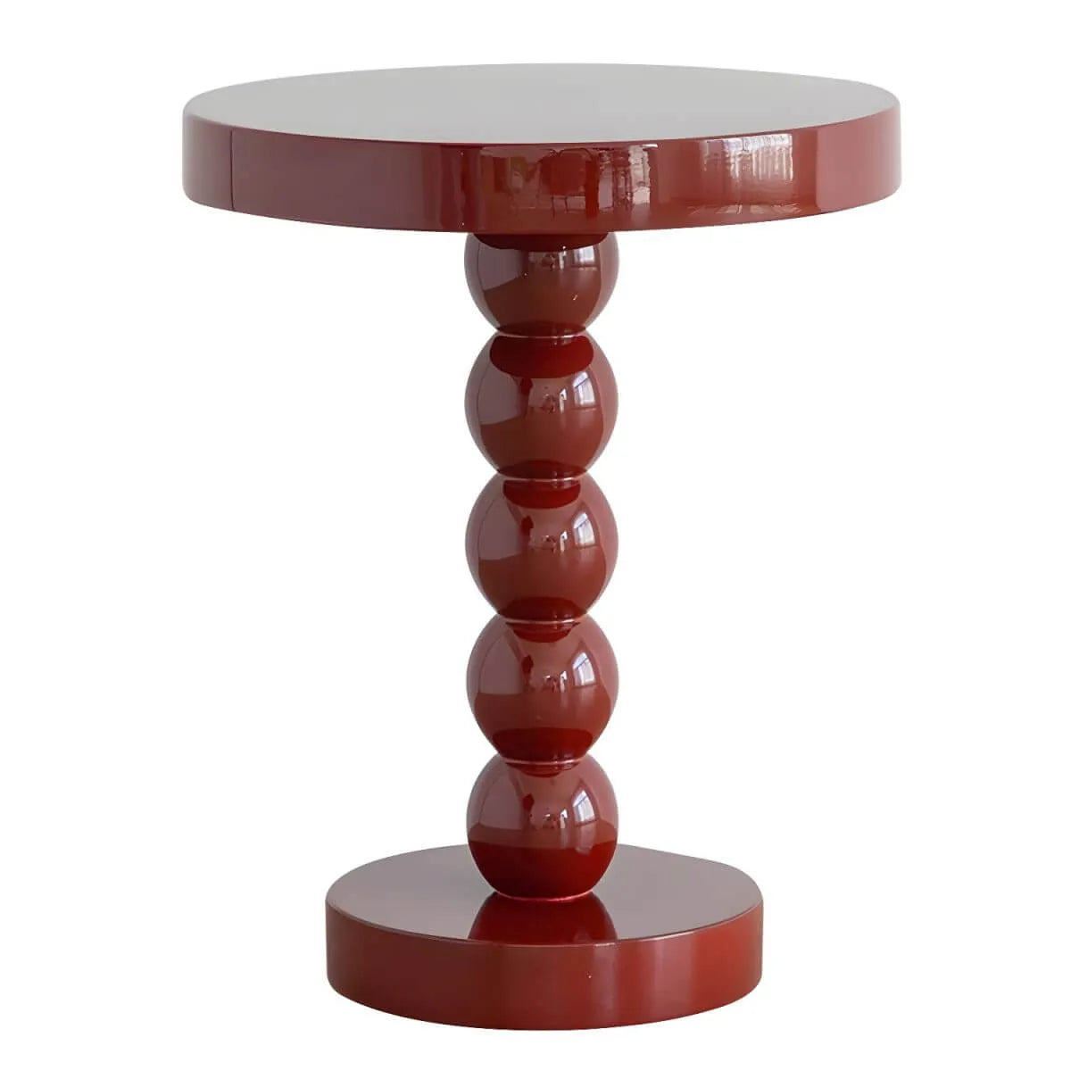 Modern Round Wood Side Table with Sculpted Pedestal Base