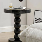 Modern Round Wood Side Table with Sculpted Pedestal Base