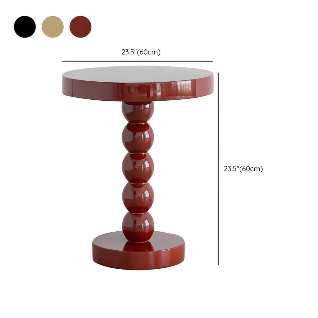 Modern Round Wood Side Table with Sculpted Pedestal Base Dimensions