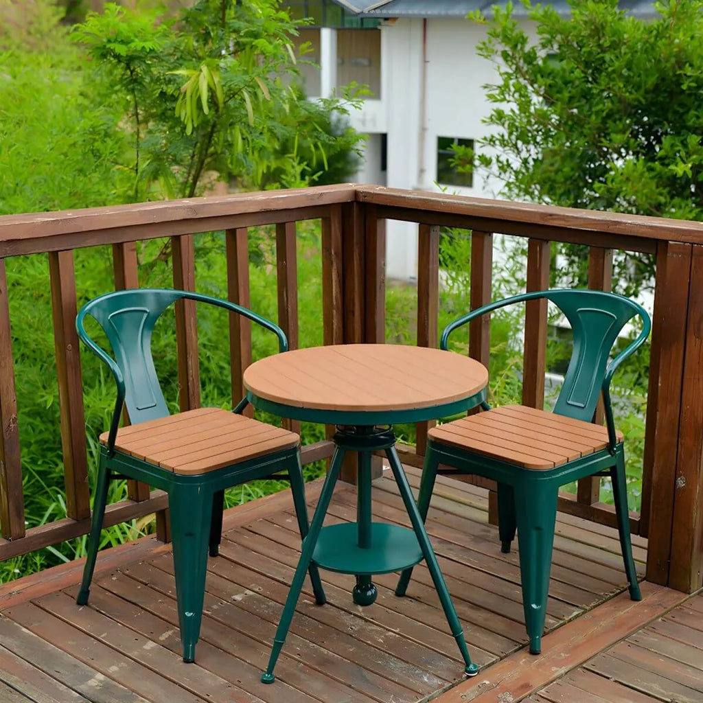 Modern Round Wood Top Coffee Table with Iron Frame