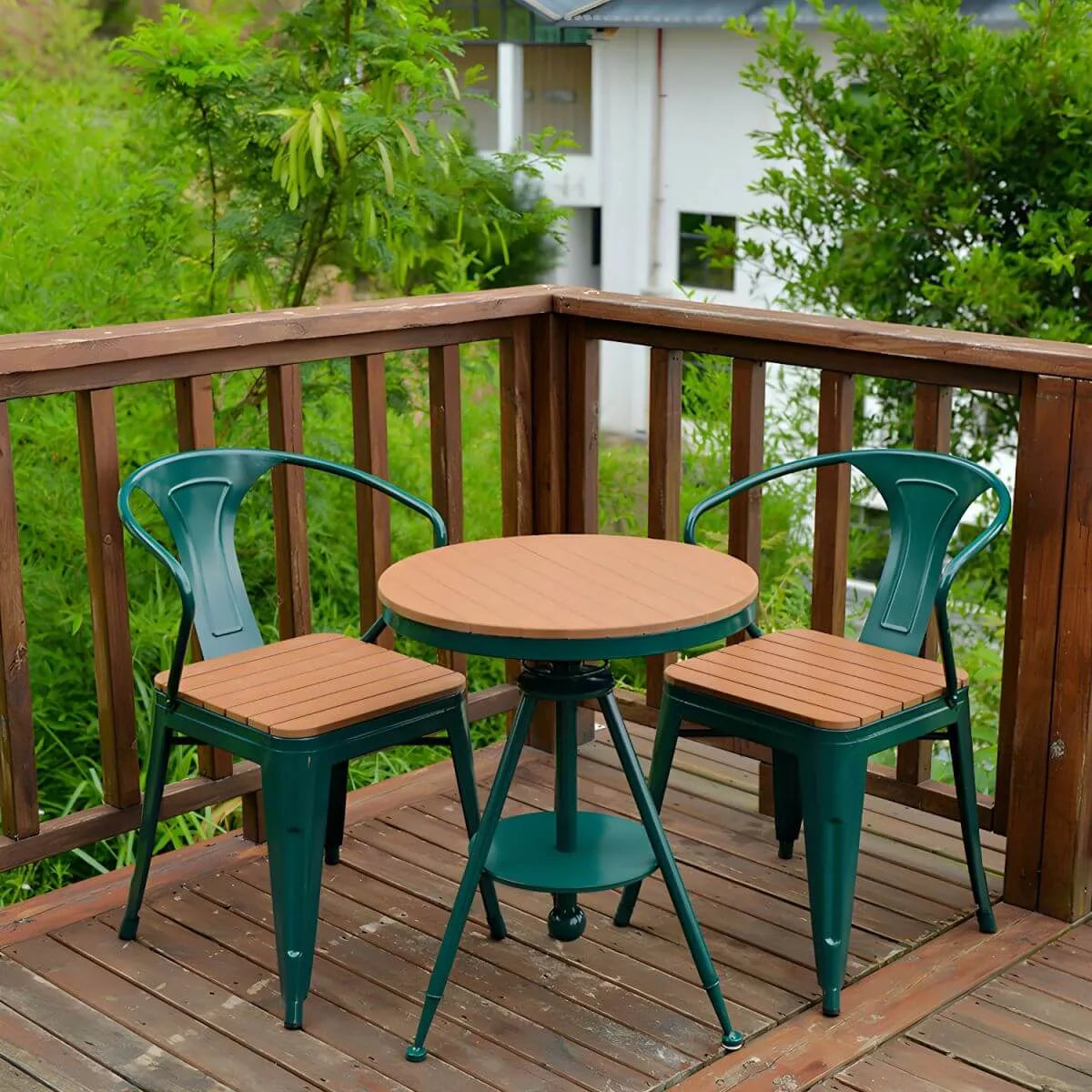 Modern Round Wood Top Coffee Table with Iron Frame