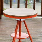 Modern Round Wood Top Coffee Table with Iron Frame