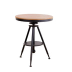 Modern Round Wood Top Coffee Table with Iron Frame
