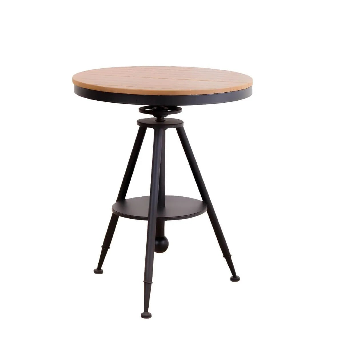 Modern Round Wood Top Coffee Table with Iron Frame