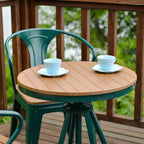 Modern Round Wood Top Coffee Table with Iron Frame