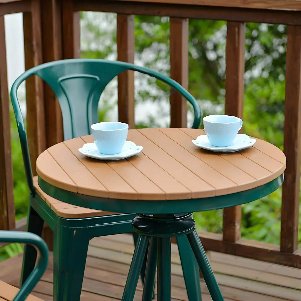 Modern Round Wood Top Coffee Table with Iron Frame