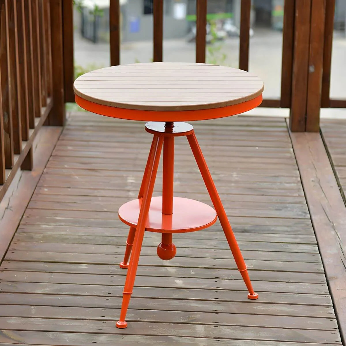 Modern Round Wood Top Coffee Table with Iron Frame