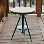 Modern Round Wood Top Coffee Table with Iron Frame