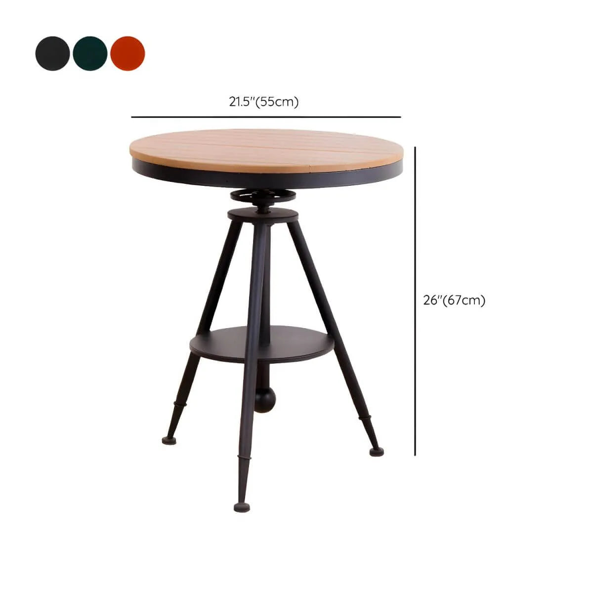Modern Round Wood Top Coffee Table with Iron Frame Dimensions