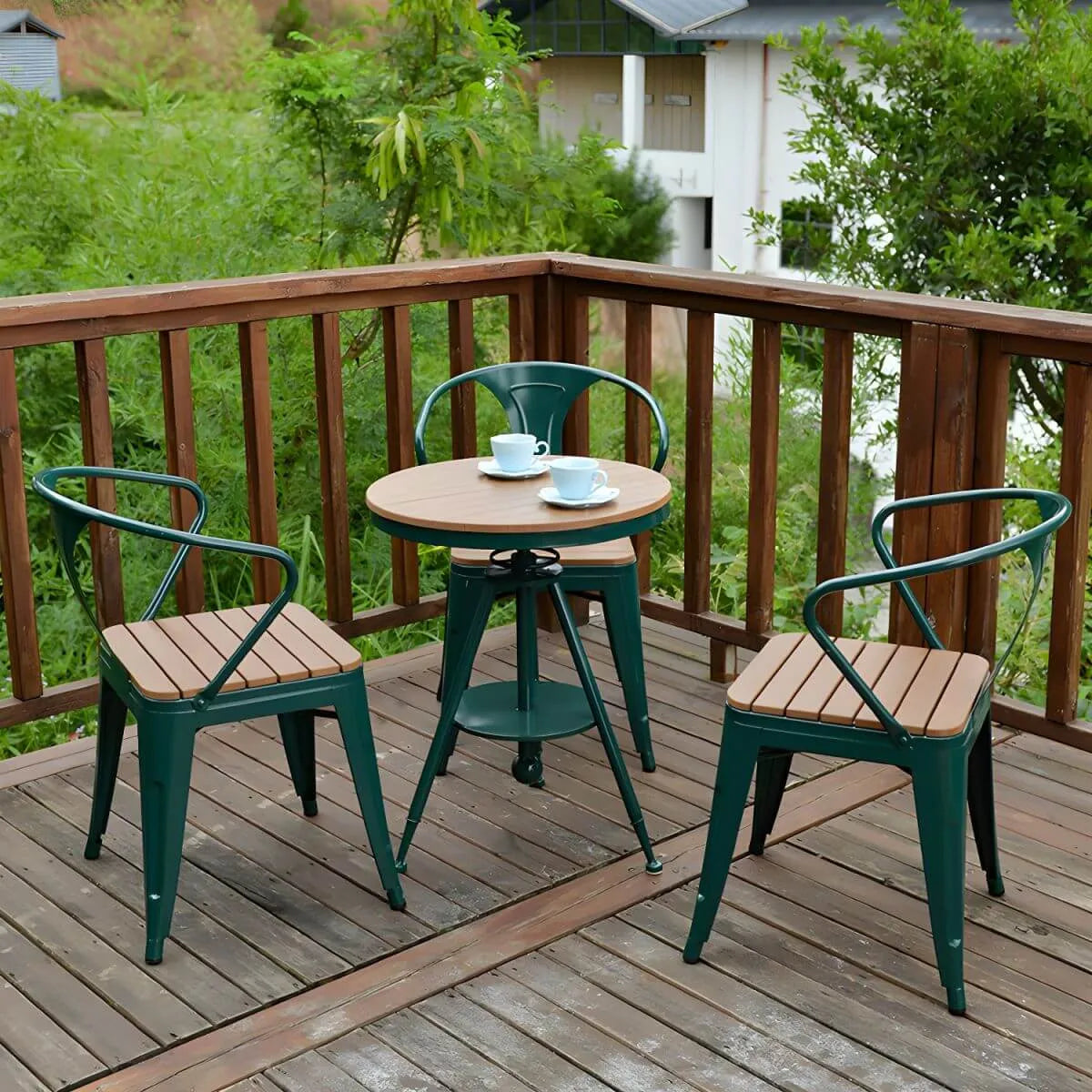 Modern Round Wood Top Coffee Table with Iron Frame Main Product Image Main image