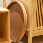 Modern Round Wooden Coffee Table with Foldable Metal Legs